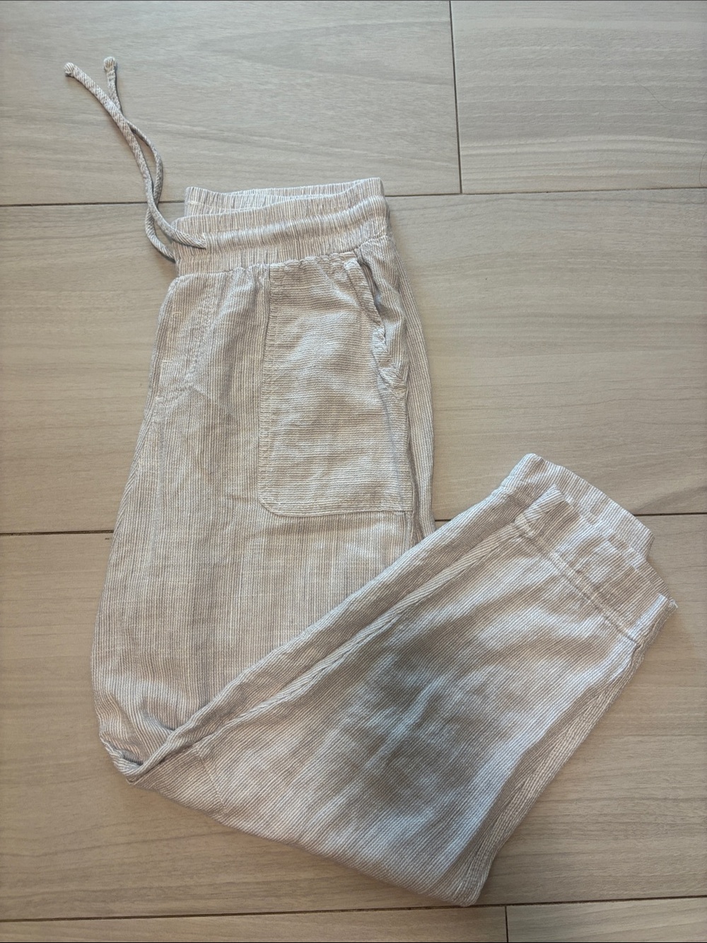 Splendid Cream Ribbed Elastic-Waist Pants - Picture 1 of 4